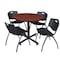 Kobe Kobe Round Table & Chair Set, Wood, Metal, Plastic Top, Cherry TKB36RNDCH47BK - alternate 1